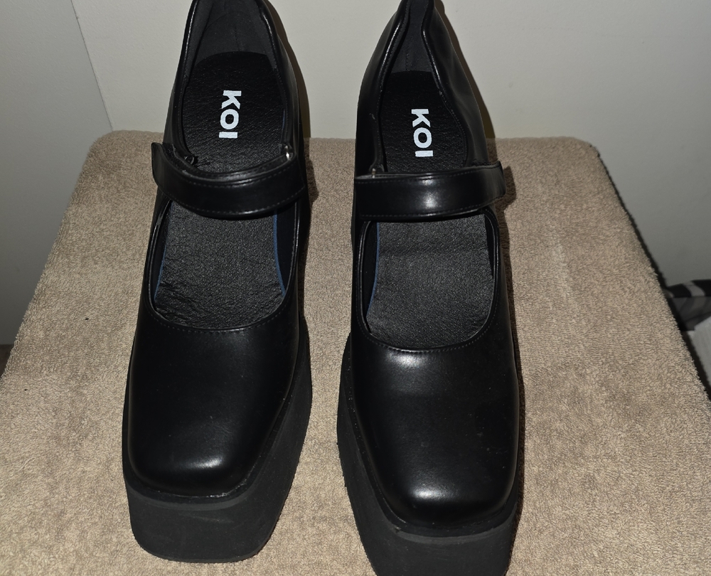 KOI Black Platform Mary Janes